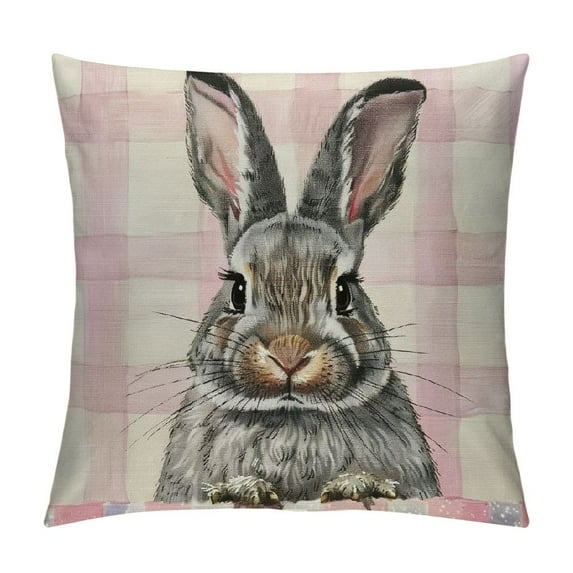 Easter Pillow Covers Inch Set of, Pink Buffalo Plaid Bunny Decor Spring Farmhouse Throw Pillows Easter Decorations Rabbit Pink Pillowcase Seasonal Outdoor Cushion Case for Couch Home
