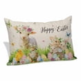 thumbnail image 1 of Easter Pillow Covers, Linen Long Throw Pillow Case, Farmhouse Flowers Wreath Sheep Rabbits Duck Eggs Holiday Pillow Protector Decorative Cushion Cover for Living Room/Bedroom 16" x 24", 1 of 8