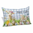 thumbnail image 1 of Easter Pillow Covers, Linen Long Throw Pillow Case, Spring Bunny Sheep Floral Eggs Botanical Blue Check Holiday Pillow Protector Decorative Cushion Cover for Living Room/Bedroom 16" x 24", 1 of 8