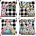 thumbnail image 1 of Easter Pillow Covers Set of 4, Buffalo Plaid Throw Pillow Covers Bunny Gnome Eggs Pillowcase Spring Easter Decorations Farmhouse Velvet Cushion Case for Home Outdoor Yard, 18inx18in, 1 of 5
