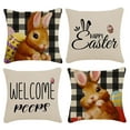 thumbnail image 1 of Easter Pillow Covers Spring Decoration for Home Happy Bunny Buffalo Plaid Throw Pillows Farmhouse Decor 18" x 18" 4 Pcs, 1 of 10
