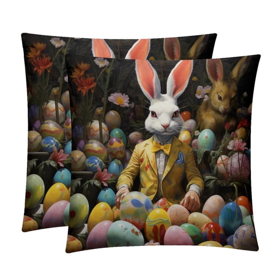 Easter Pillow Covers with Unique Patterns - Set of 2, Chair Pillow Covers for Sofa, Couch, Bed - Available in 16x16, 18x18, 20x20 Inches for Home Decor and Gifts