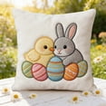 thumbnail image 1 of Easter Pillowcase Printed, Cute Rabbit Egg Chick Cushion Cover 18x18, Soft Breathable Fabric Pillow Case for Sofa Bed, Hidden Zipper Home Decor, Spring Festival Gift for Family, 1 of 5