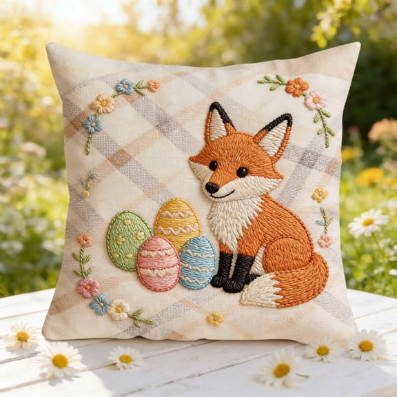 Easter Pillowcase Printed, Cute Rabbit Egg Chick Cushion Cover 18x18, Soft Breathable Fabric Pillow Case for Sofa Bed, Hidden Zipper Home Decor, Spring Festival Gift for Family