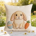 thumbnail image 1 of Easter Pillowcase Printed, Cute Rabbit Egg Chick Cushion Cover 18x18, Soft Breathable Fabric Pillow Case for Sofa Bed, Hidden Zipper Home Decor, Spring Festival Gift for Family, 1 of 6