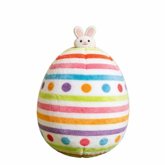 Easter Pillows,Egg Shaped Throw Plush Toy,Spring Easter Decoration,Egg Pillow with Colorful Polka Dots Embroidery,Easter Eggs Decor for Bedroom,Living Room,Couch(White)