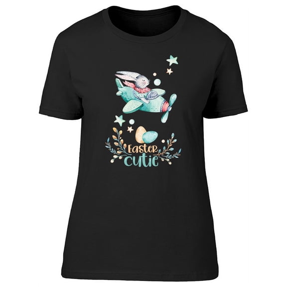 Easter Pilot Bunny With Airplane T-Shirt Women -Image by Shutterstock, Female Small
