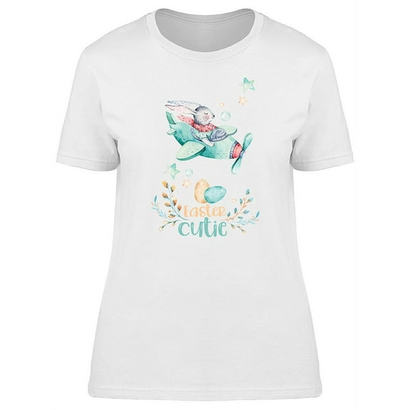 Easter Pilot Bunny With Airplane T-Shirt Women -Image by Shutterstock, Female XX-Large
