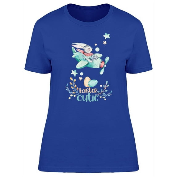 Easter Pilot Bunny With Airplane T-Shirt Women -Image by Shutterstock, Female x-Large