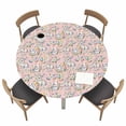thumbnail image 1 of Easter Pink Fitted Tablecloth with Elastic Edged, Round Table Cloth for Dining Table, Cute Rabbits Spring Daisy Eggs Rustic Plants Waterproof Oil Proof Table Cover for Indoor Outdoor 36"-44", 1 of 8