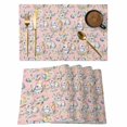 thumbnail image 1 of Easter Pink Placemats Set of 12 Cute Rabbits Spring Daisy Eggs Rustic Plants Place Mats Indoor Wipeable Table Mats Washable Dining Table Placemats for Kitchen Holiday Party Home Decor 13x19 Inch, 1 of 9