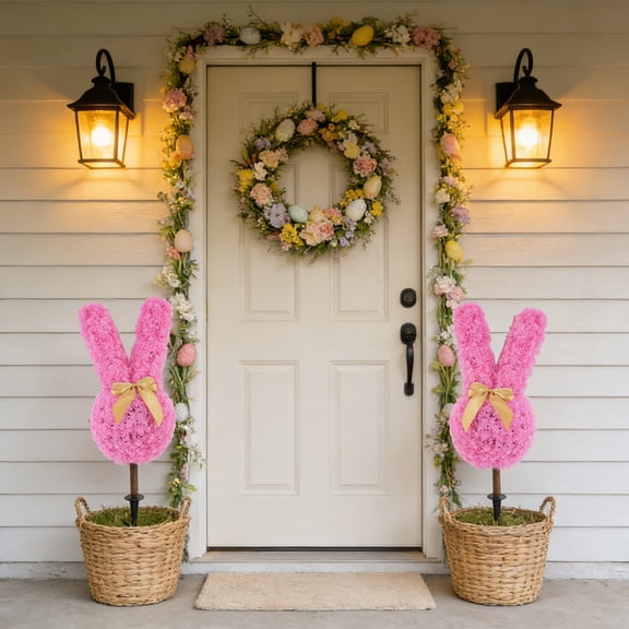 Easter Pink Rabbit Artificial Flower Ground Stake