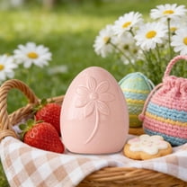 Easter Pink Single Flower Ceramic Egg Ornament - Hand-Painted Ceramic Statue, Cute Spring Holiday Tabletop Decor, Festive Easter Egg Figurine for Home Living Room & Easter Celebrations, Pink, 1pc
