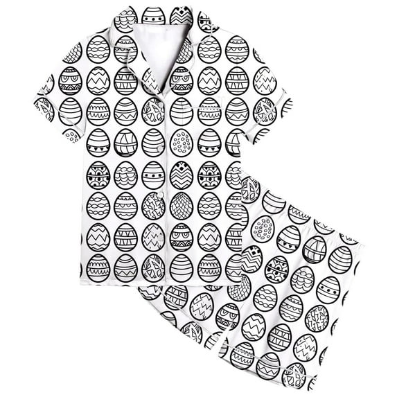 Easter Pjs Tween Girls Short Sleeve Button Down Tops + Shorts Set 2 Pcs Easter DIY Silk Pjs Girls Pajamas 10-11 Years