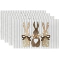 thumbnail image 1 of Easter Placemats 12x18 Inch Set of 4, Polka Dots Bunny Grey Striped Decorative Farmhouse Holiday Spring Table Decoration for Kitchen Dining, Indoor Outdoor Dinner Party Décor Brown GP111-18, 1 of 5