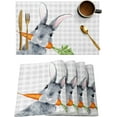 thumbnail image 1 of Easter Placemats Bunny Rabbit Carrot Place Mats for Dining Room Dinner Table Gray Buffalo Plaid Washable Table Mats Spring Easter Day Kitchen Decorations Set of 6, 1 of 6