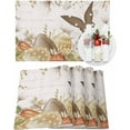 thumbnail image 1 of Easter Placemats Bunny Rabbit Eggs Place Mats for Dining Room Dinner Table Flower Floral Leaves Washable Table Mats Spring Easter Day Kitchen Decorations Set of 4, 1 of 6