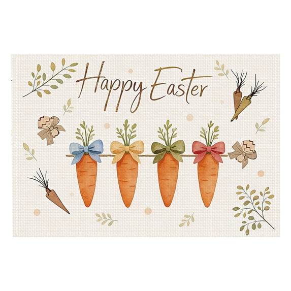 Easter Placemats, Bunny Rabbits Flower Eggs Easter Placemats, Seasonal Spring Table Mats for Dining Table Kitchen Decorations, Bunny Rabbit Table Mats, Spring Farmhouse Rustic Eggs Table Decor