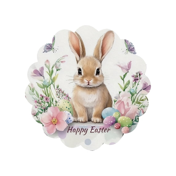 Easter Placemats Easter Bunny in Floral Bouquet Round Placemats for Kitchen Table Washable Table Mats Place Mats