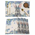 thumbnail image 1 of Easter Placemats Set of 12, Spring Rabbit Blue Botanical Flowers Farmhouse Placemats for Dining Table, Place Mats for Kitchen Tabletop, Waterproof Wipeable Dining Table Mats Set, 1 of 9