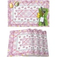 thumbnail image 1 of Easter Placemats Set of 4, Bunny Footprints Placemat for Dining Table Decorations, Pink Plaid Spring Flowers Place Mats, Spring Table Mats for Kitchen Dinner Seasonal Holiday Party Decor, 1 of 6