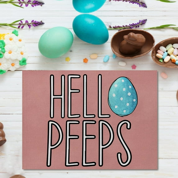 Easter Placemats Set of 4 Colorful Eggs Flowers Easter Bunny Rabbits ...