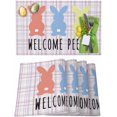 thumbnail image 1 of Easter Placemats Set of 4, Cute Bunny Placemat for Dining Table Decorations, Pink Purple Plaid Place Mats, Spring Table Mats for Kitchen Dinner Seasonal Holiday Party Decor, 1 of 6