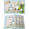 thumbnail image 1 of Easter Placemats Set of 4, Gnome Easter Eggs Bunny Placemat for Dining Table Decorations, Blue Check Plaid Place Mats, Spring Table Mats for Kitchen Dinner Seasonal Holiday Party Decor, 1 of 6