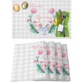 thumbnail image 1 of Easter Placemats Set of 4, Spring Flower Easter Placemat for Dining Table Decorations, Buffalo Checked Grey White Place Mats, Spring Table Mats for Kitchen Dinner Seasonal Holiday Party Decor, 1 of 6