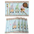 thumbnail image 1 of Easter Placemats Set of 4, Spring Gnomes Bunny Eggs Flowers Blue Checkered Placemats for Dining Table, Place Mats for Kitchen Tabletop, Waterproof Wipeable Dining Table Mats Set, 1 of 9