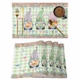 thumbnail image 1 of Easter Placemats Set of 4, Spring Pastoral Gnomes Bunny Eggs Green Lattice Placemats for Dining Table, Place Mats for Kitchen Tabletop, Waterproof Wipeable Dining Table Mats Set, 1 of 9