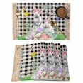 thumbnail image 1 of Easter Placemats Set of 4, Spring Rabbit Flowers Colorful Eggs Black Lattice Placemats for Dining Table, Place Mats for Kitchen Tabletop, Waterproof Wipeable Dining Table Mats Set, 1 of 9