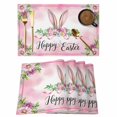 thumbnail image 1 of Easter Placemats Set of 4, Spring Watercolor Flower Leaf Plant Pink Placemats for Dining Table, Place Mats for Kitchen Tabletop, Waterproof Wipeable Dining Table Mats Set, 1 of 9