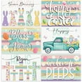 thumbnail image 1 of Easter Placemats Set of 6, 12x18 Inch Bunny Table Mats Seasonal Spring Washable Place Mats Reusable Happy Easter Rabbit Flowers Placemat for Party Kitchen Dining Holiday Table Decoration, 1 of 6