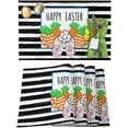 thumbnail image 1 of Easter Placemats Set of 6, Bunny Butt Carrot Placemat for Dining Table Decorations, Black White Stripes Place Mats, Spring Table Mats for Kitchen Dinner Seasonal Holiday Party Decor, 1 of 6