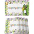 thumbnail image 1 of Easter Placemats Set of 6, Bunny Eggs Floral Placemat for Dining Table Decorations, Spring Flowers Rabbit Place Mats, Spring Table Mats for Kitchen Dinner Seasonal Holiday Party Decor, 1 of 6