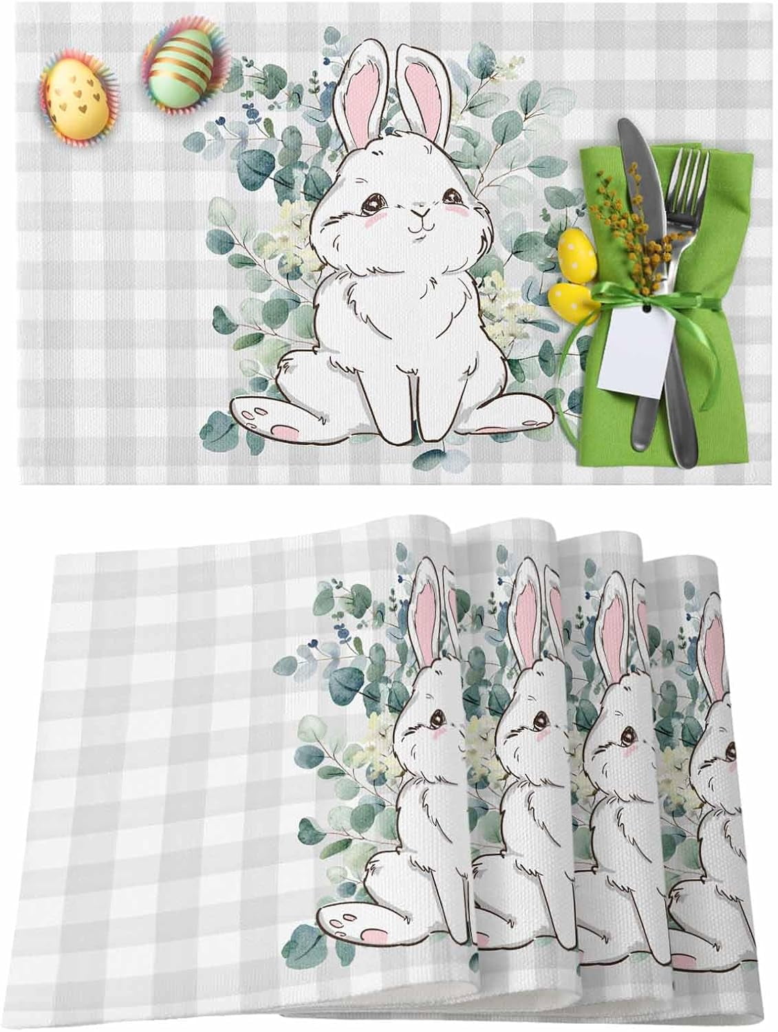 CANIFORTUNE 24 Pack Easter Coloring Placemats For Kids Disposable Easter Egg Bunny Place Mats Crafts Easter Table Mat Sheets For Children School Party Decor