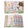 thumbnail image 1 of Easter Placemats Set of 6, Cute Bunny Eggs Flowers Plants Pink Checkered Placemats for Dining Table, Place Mats for Kitchen Tabletop, Waterproof Wipeable Dining Table Mats Set, 1 of 9