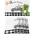 thumbnail image 1 of Easter Placemats Set of 6, Easter Eggs Truck Placemat for Dining Table Decorations, Bunny Gnomes Black Check Plaid Place Mats, Spring Table Mats for Kitchen Dinner Seasonal Holiday Party Decor, 1 of 6
