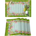 thumbnail image 1 of Easter Placemats Set of 6, Easter Eggs Flower Green Grass Placemat for Dining Table Decorations, Retro Wood Grain Place Mats, Spring Table Mats for Kitchen Dinner Seasonal Holiday Party Decor, 1 of 6