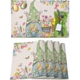 thumbnail image 1 of Easter Placemats Set of 6, Gnome Bunny Eggs Tulip Placemat for Dining Table Decorations, Carrot Butterfly Place Mats, Spring Table Mats for Kitchen Dinner Seasonal Holiday Party Decor, 1 of 6