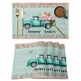 thumbnail image 1 of Easter Placemats Set of 6, Green Truck Rabbit Duck Butterfly Floral Wooden Placemats for Dining Table, Place Mats for Kitchen Tabletop, Waterproof Wipeable Dining Table Mats Set, 1 of 9