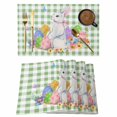 thumbnail image 1 of Easter Placemats Set of 6, Spring Watercolor Bunny Eggs Butterflies Green Plaid Placemats for Dining Table, Place Mats for Kitchen Tabletop, Waterproof Wipeable Dining Table Mats Set, 1 of 9