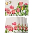 thumbnail image 1 of Easter Placemats Set of 6, Tulip Flowers Placemat for Dining Table Decorations, Spring Flowers Place Mats, Spring Table Mats for Kitchen Dinner Seasonal Holiday Party Decor, 1 of 6