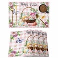 thumbnail image 1 of Easter Placemats Set of 8 Watercolor Eggs Floral Botanical Butterfly Pink Plaid Place Mats Indoor Wipeable Table Mats Washable Dining Table Placemats for Kitchen Holiday Party Home Decor 13x19 Inch, 1 of 9
