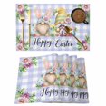 thumbnail image 1 of Easter Placemats Set of 8 Watercolor Gnomes Eggs Daisy Flower Light Purple Plaid Place Mats Indoor Wipeable Table Mats Washable Dining Table Placemats for Kitchen Holiday Party Home Decor 13x19 Inch, 1 of 9