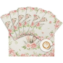 Easter Placemats Set of 6 Bunny Rabbit Ears Place Mats for Dining Room Dinner Table Spring Flower Floral Washable Table Mats Kitchen Decorations