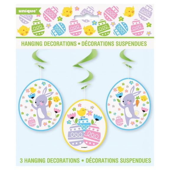 Easter Plaid 3 Pc Hanging Swirls Decorations Bunny Chick Eggs