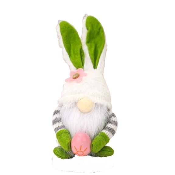 Easter Plaid Bunny with Pink Ears Gnome Doll, Elf Figurine Ornament with Fashionable Detail, Adorable Decor for Themed Party, Seasonal Collection or Kids' Room