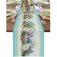Easter Plaid Bunny Watercolor Lace Blue Table Runner Wedding r Table